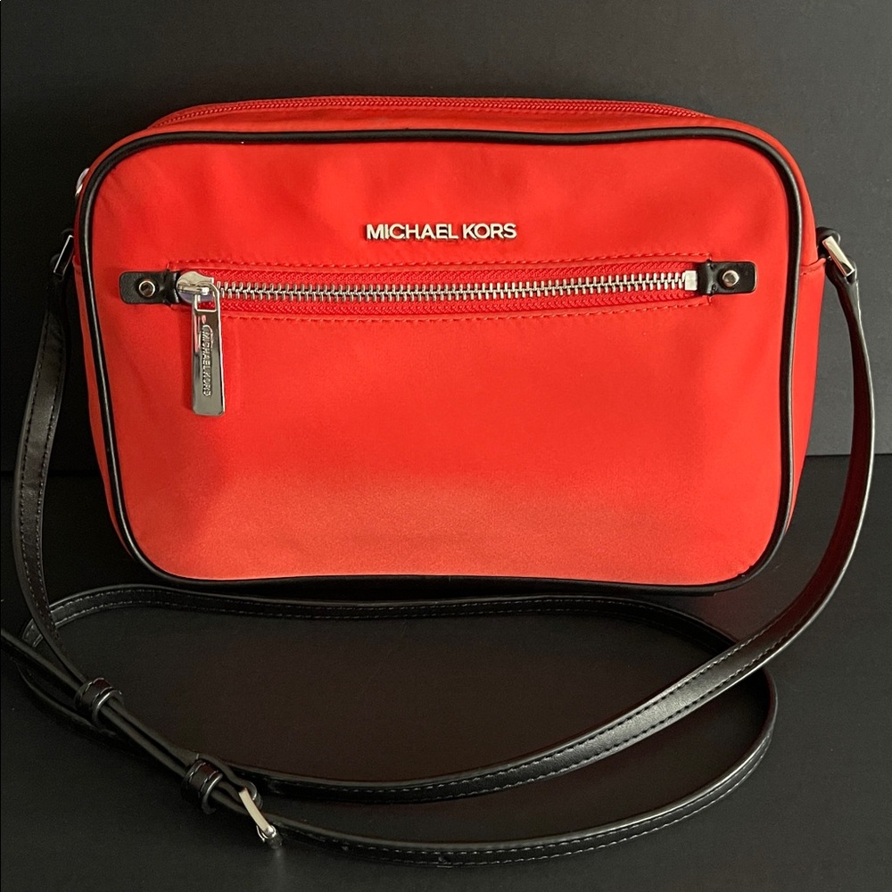 Michael Kors Large Polly Nylon Vibrant Red Small Crossbody Bag